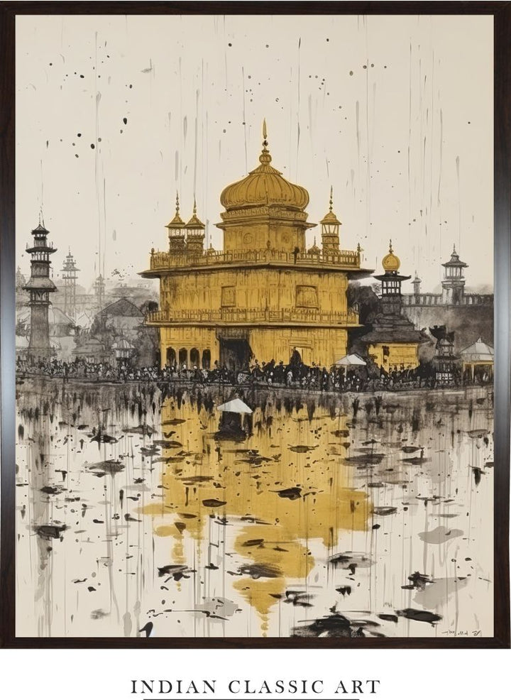 "Golden Temple Printed Framed Wall Art''