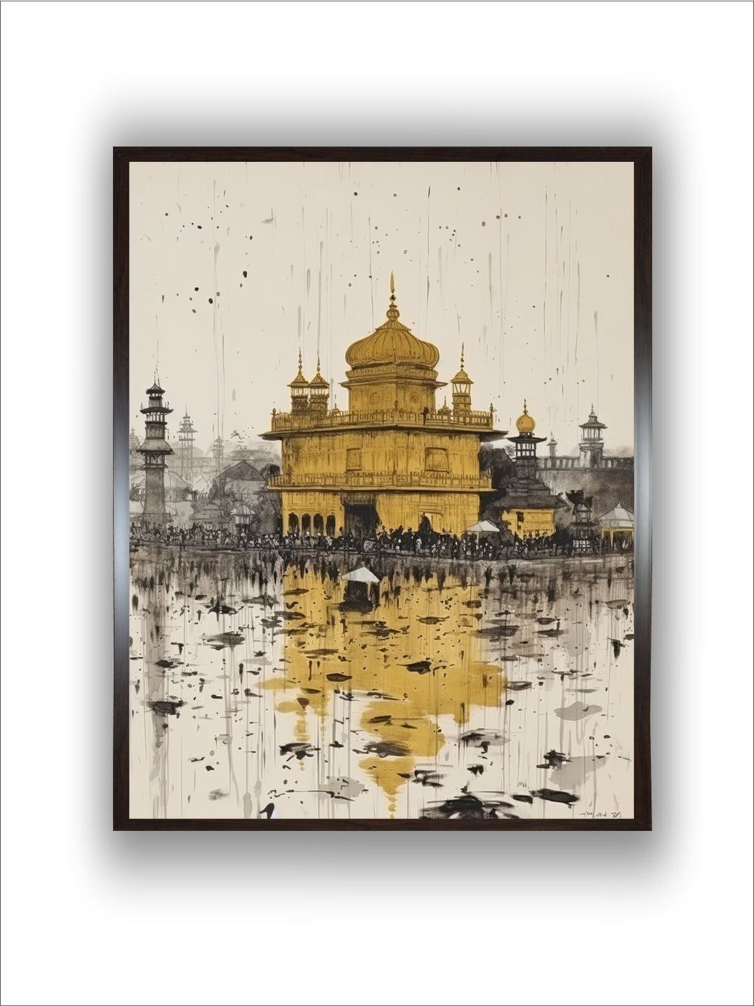 "Golden Temple Printed Framed Wall Art''