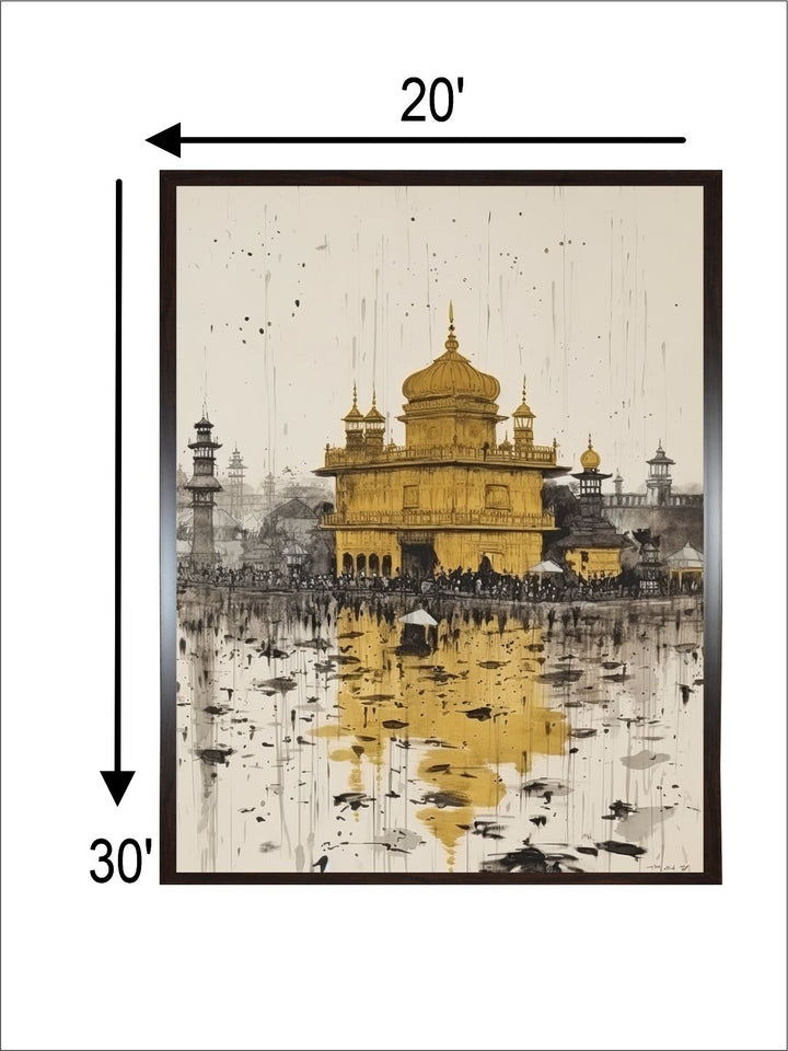 "Golden Temple Printed Framed Wall Art''