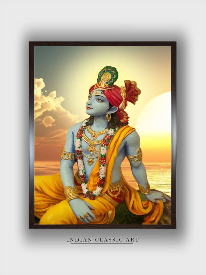 "Beautiful Art of Lord Krishna Painting Canvas Wall Art''