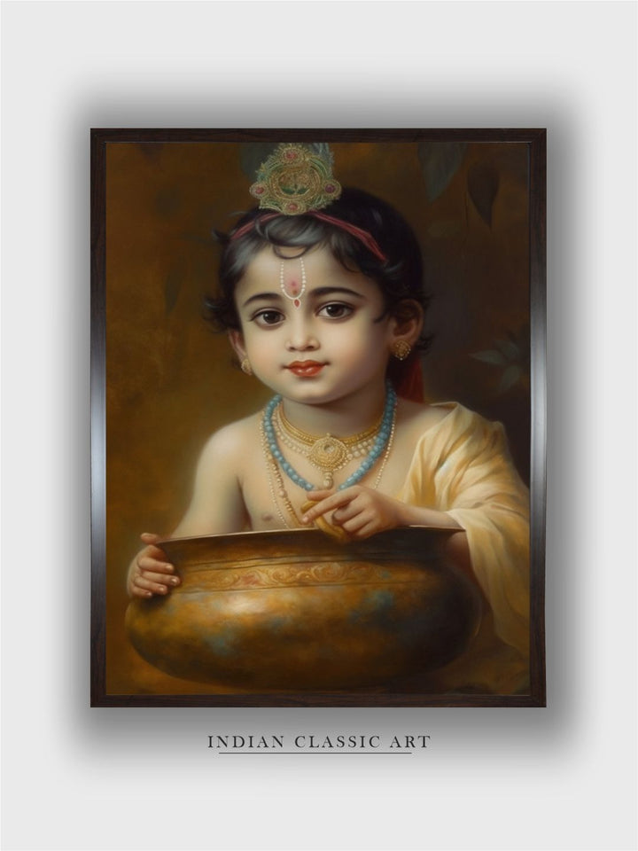 "Lord Krishna Painting Canvas Wall Art''
