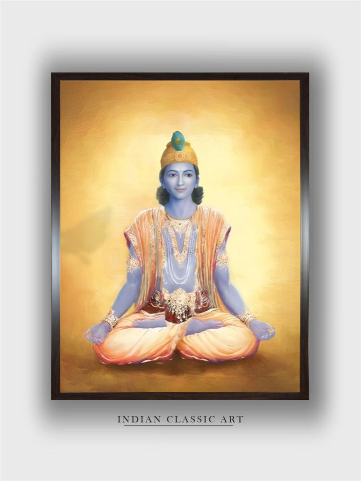"Meditiating Lord Krishna Wall Art''