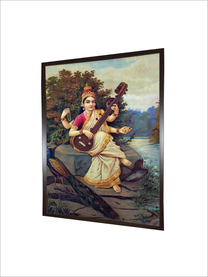 "Saraswati Indain Printed Framed Wall Art''