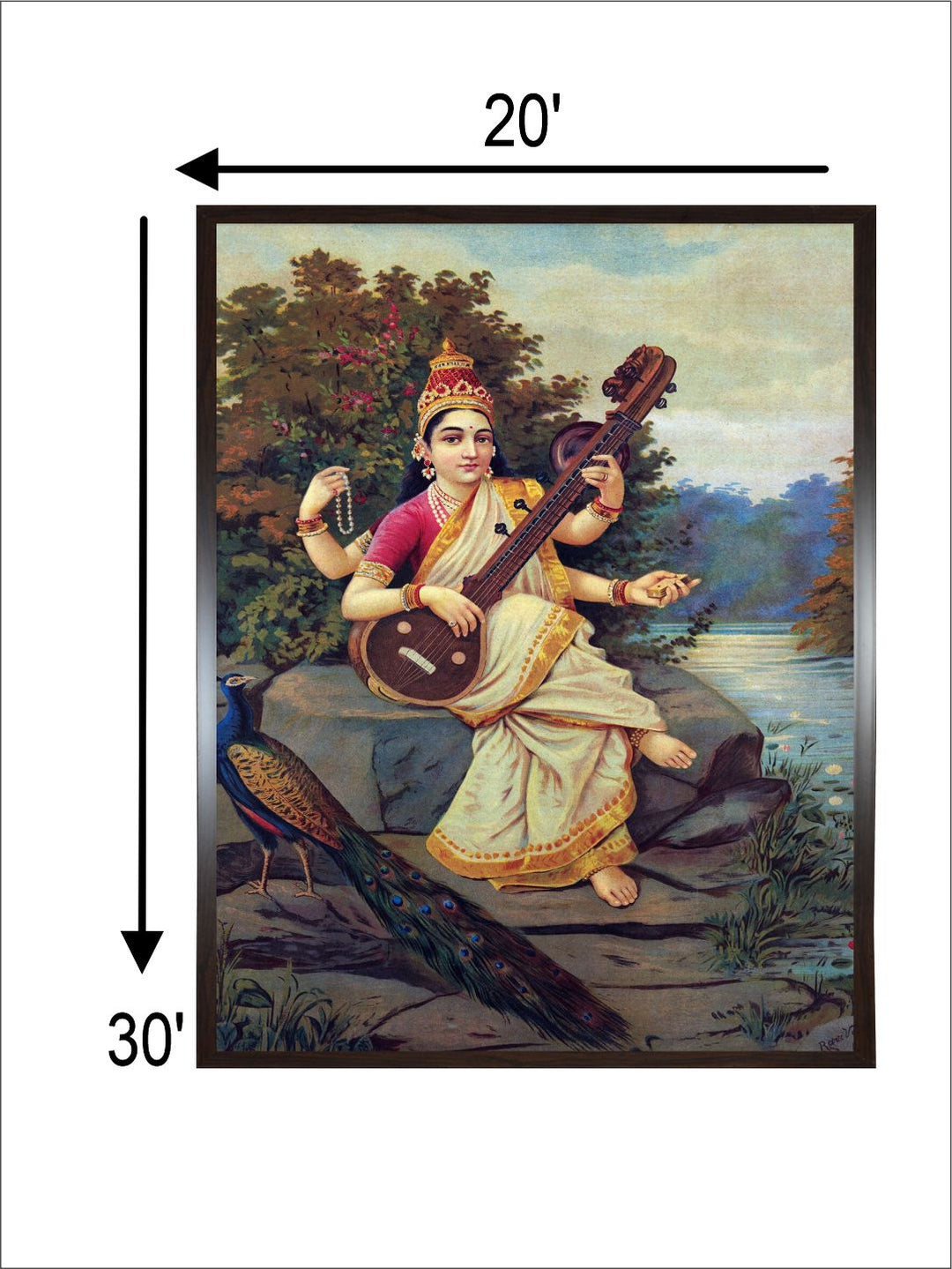 "Saraswati Indain Printed Framed Wall Art''