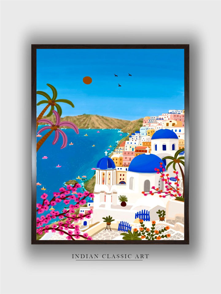 "Santorini Canvas Wall Art''