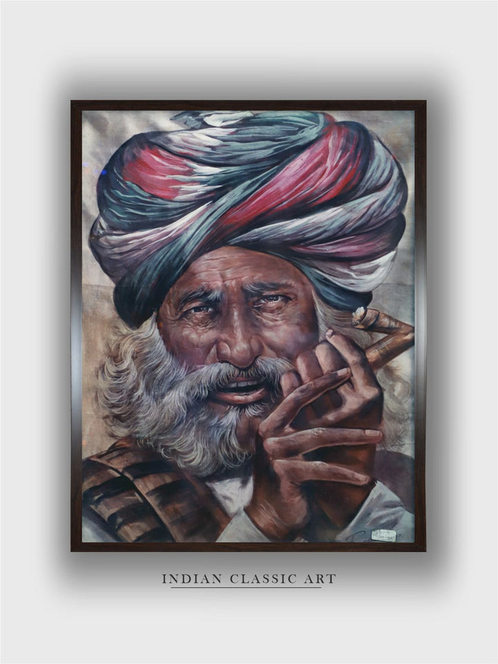 "Rajasthani Man with Hukkah''