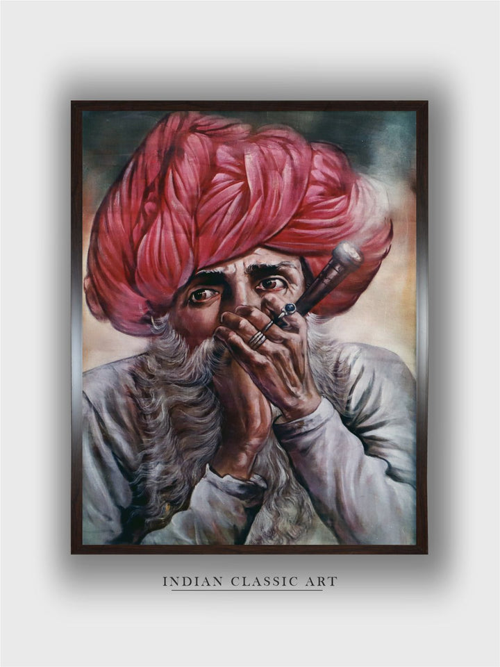 "Rajasthani Man with Hukkah''