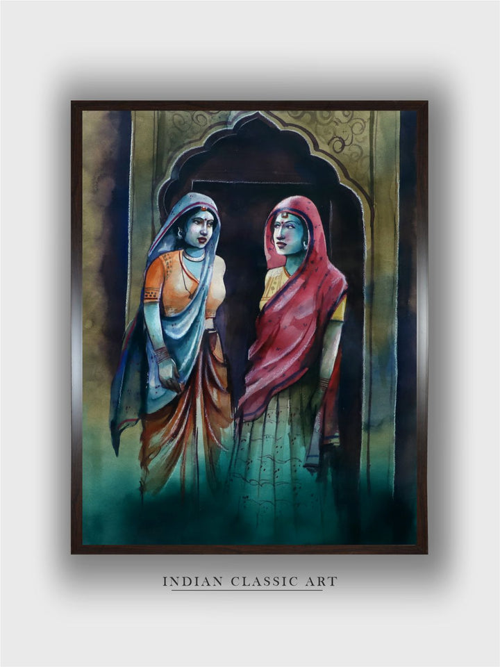 "Indian Folk Printed Canvas Wall Art''