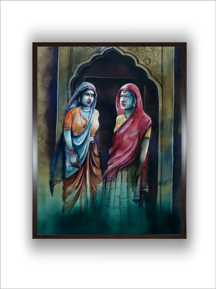 "Indian Folk Printed Canvas Wall Art''