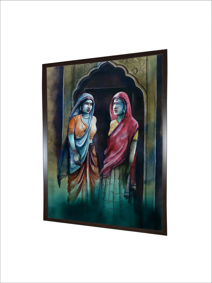 "Indian Folk Printed Canvas Wall Art''