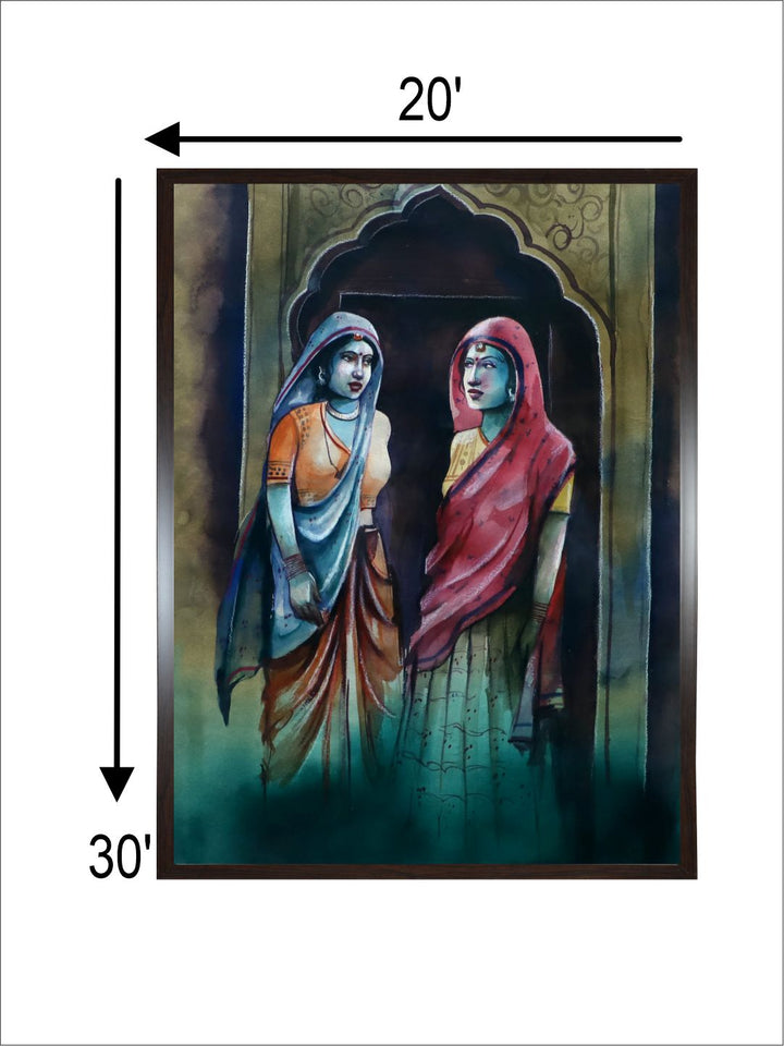 "Indian Folk Printed Canvas Wall Art''