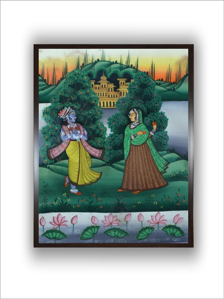 "Radha Krishna Framed Painting Wall Art''