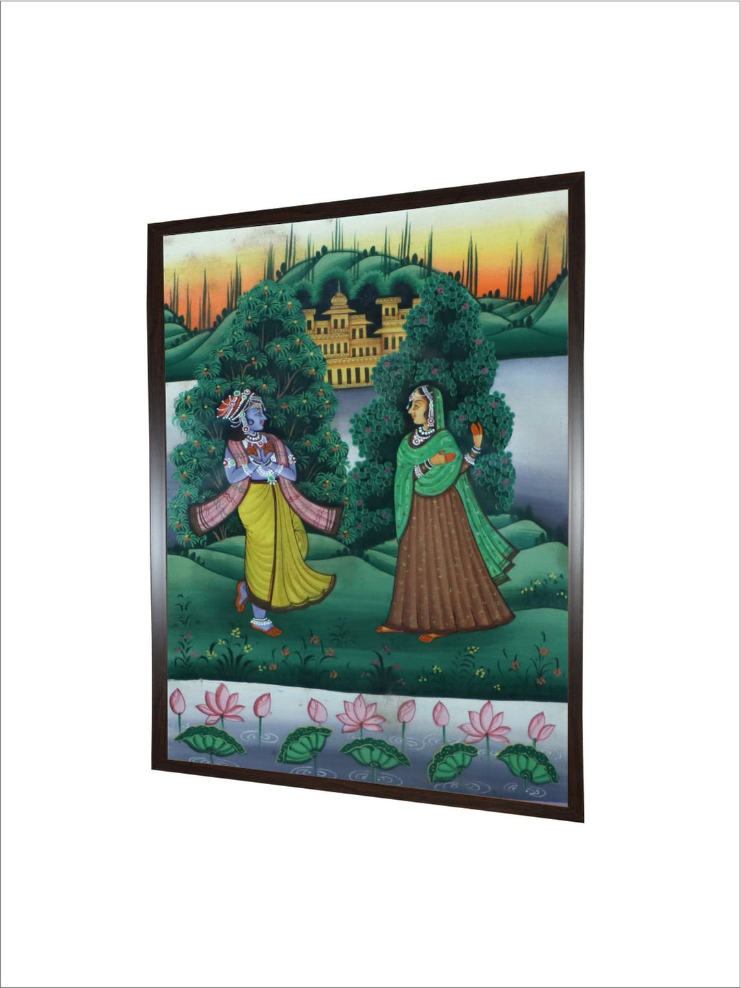 "Radha Krishna Framed Painting Wall Art''