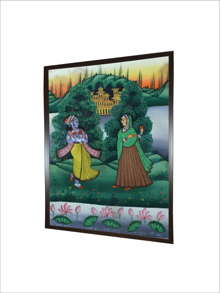 "Radha Krishna Framed Painting Wall Art''