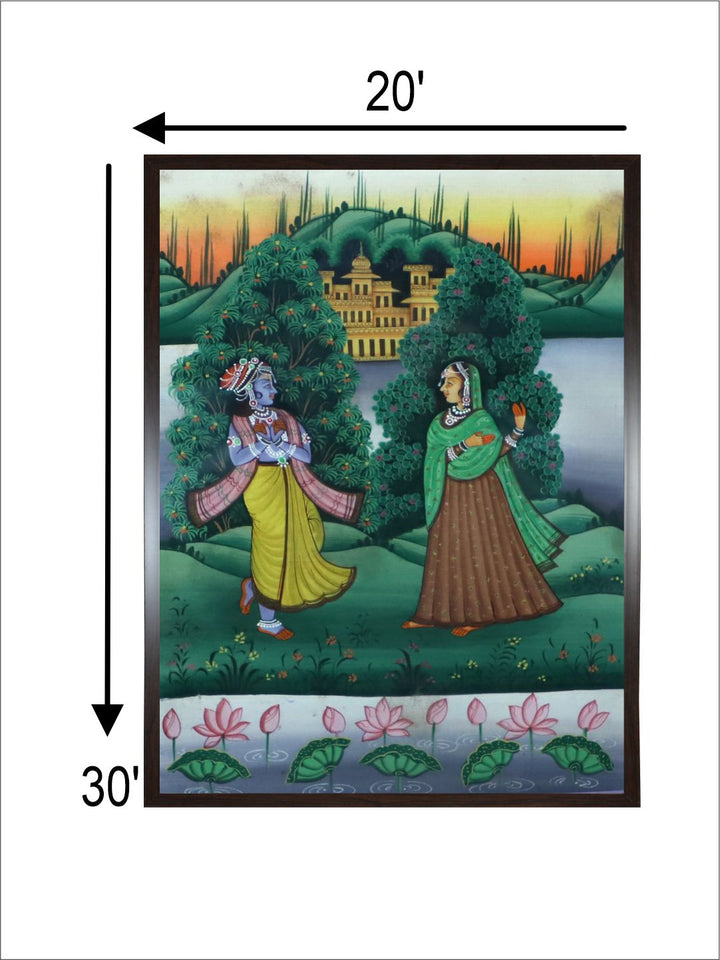 "Radha Krishna Framed Painting Wall Art''