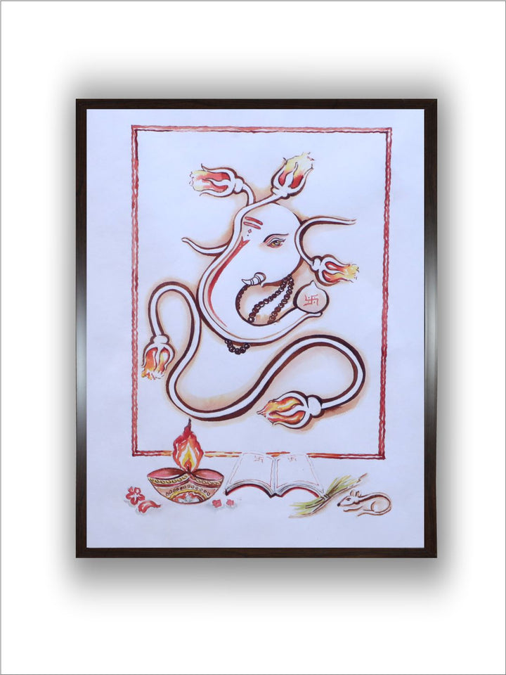 "Ganesh Ji Framed Painting Wall Art''