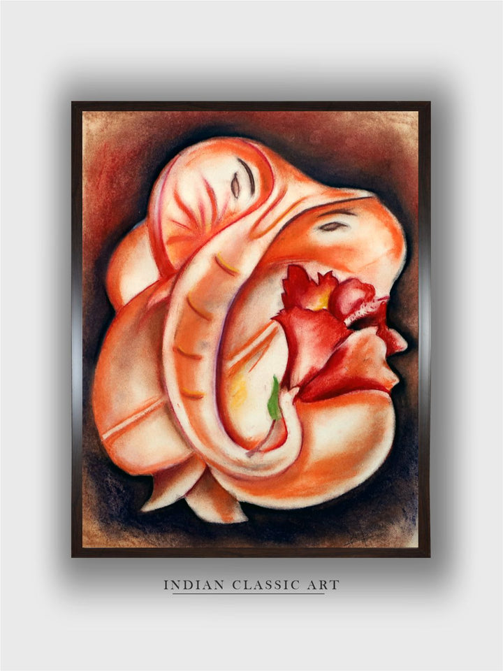 "Ganesh Framed Painting Wall Art''