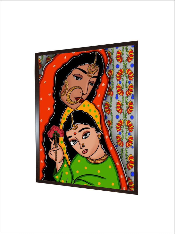 "Madhubani Inspired Framed Painting Wall Art''