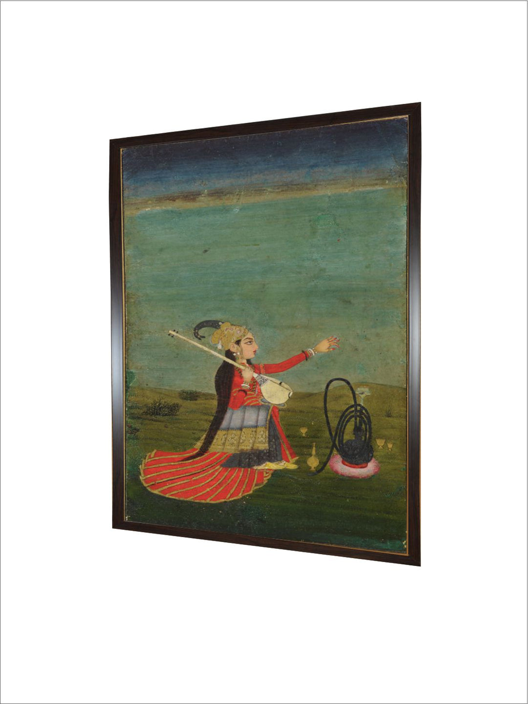 A woman holding a Veena Mughal, Indian Art