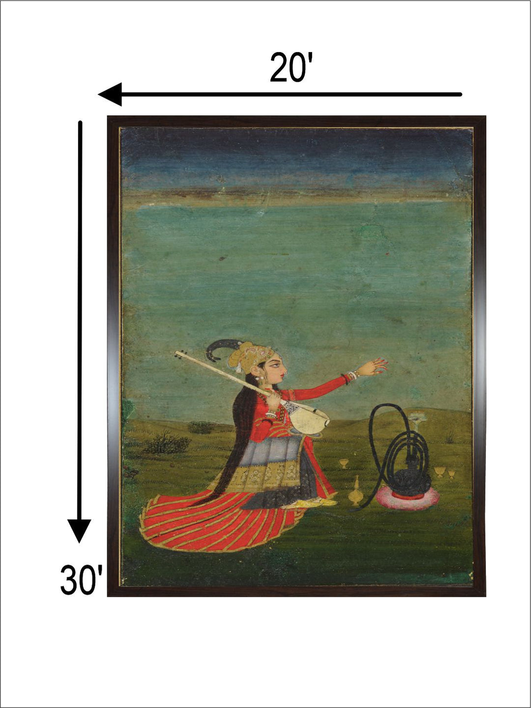 A woman holding a Veena Mughal, Indian Art