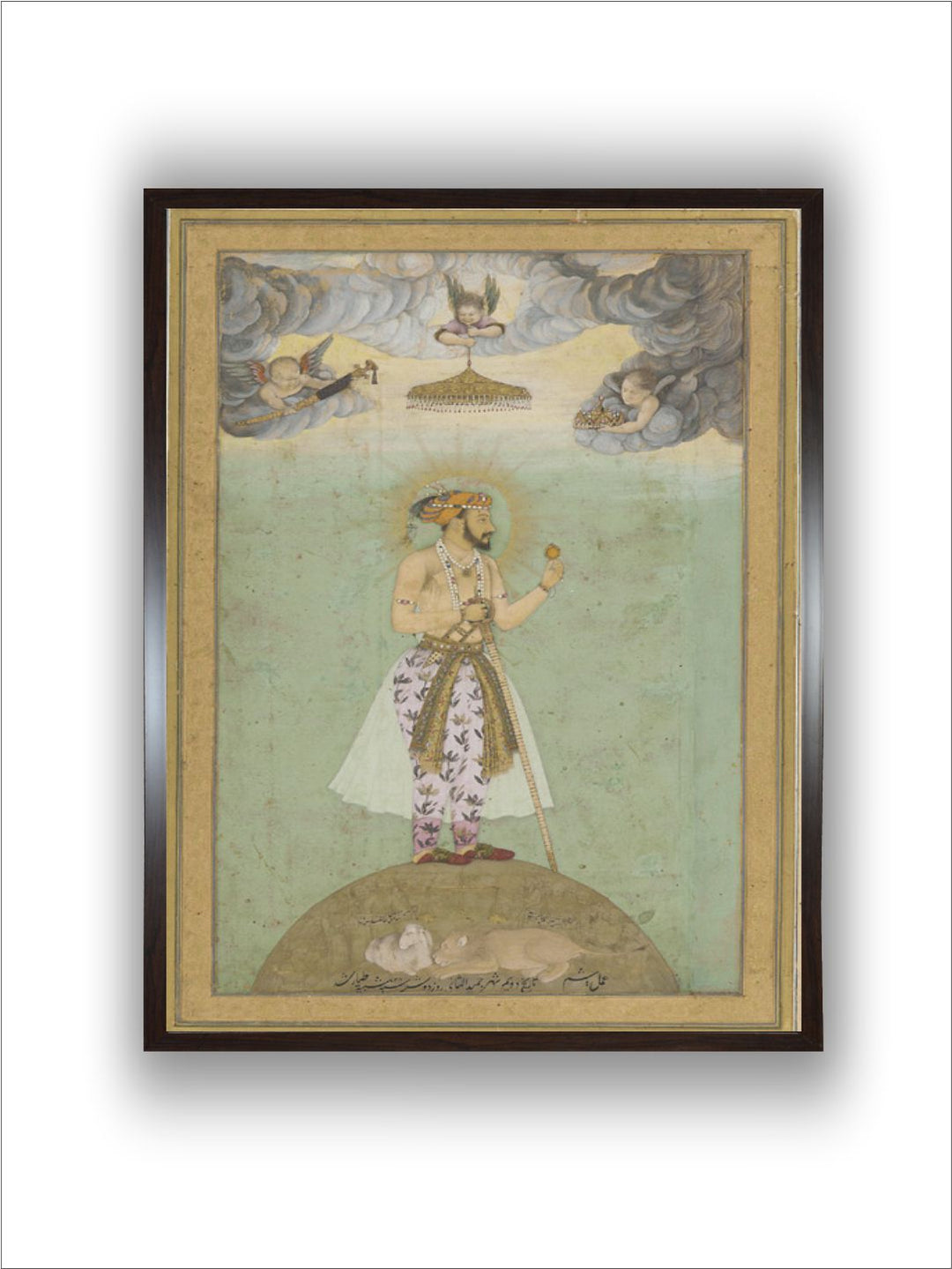 Shahjahan on globe, mid 17th century