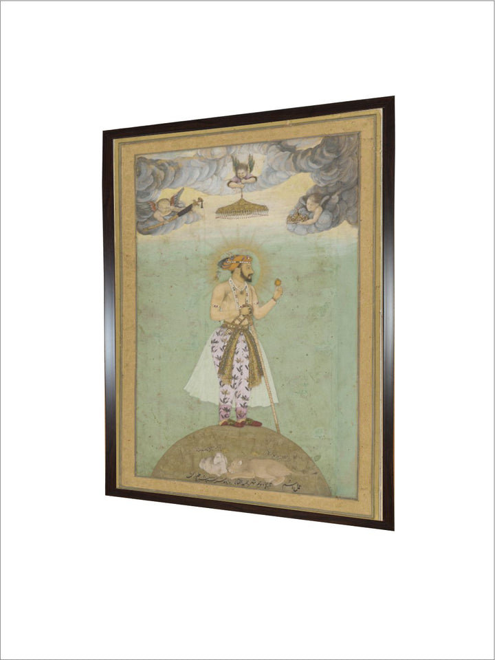 Shahjahan on globe, mid 17th century
