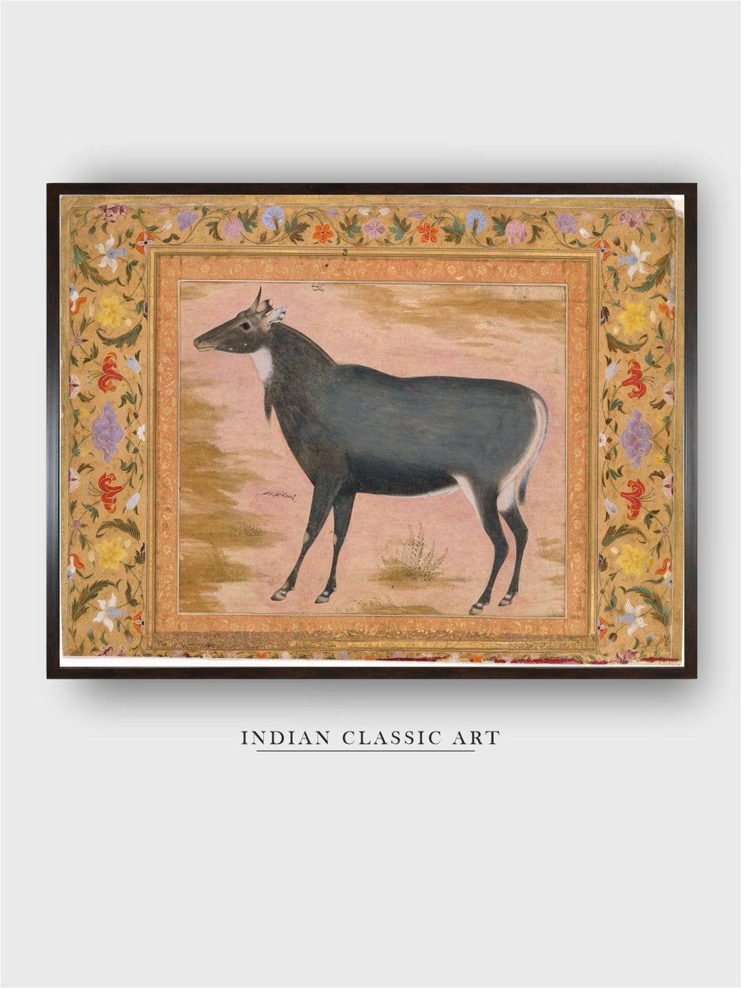 Study of a Nilgai (Blue Bull) , Folio from the Shah Jahan Album MET DT4808