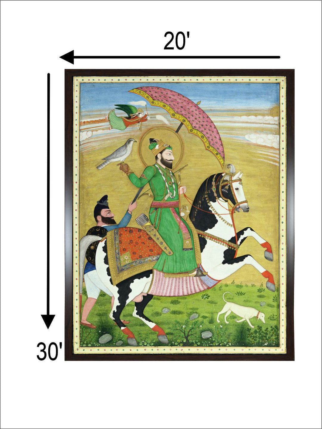 Equestrian portrait of Guru Gobind Singh attended upon by a Nihang