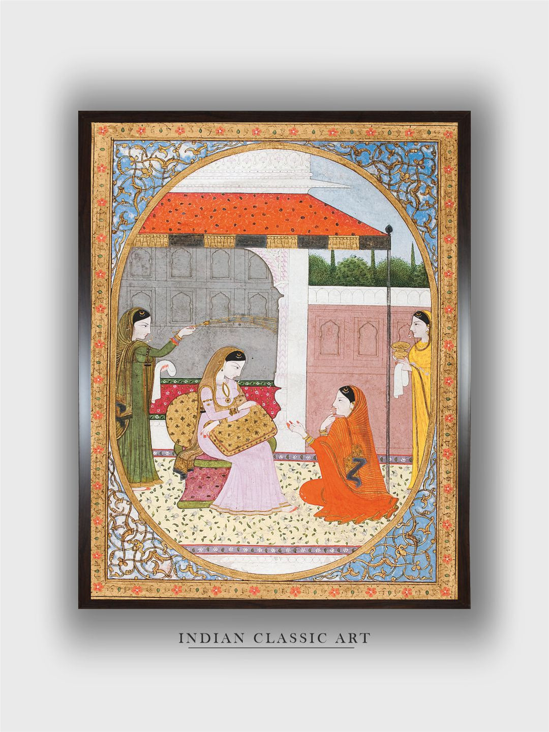 A pensive nayika with her sakhi