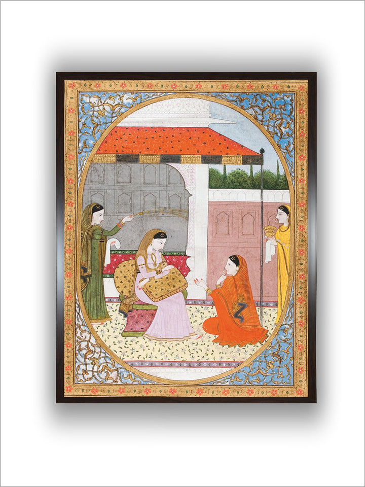 A pensive nayika with her sakhi