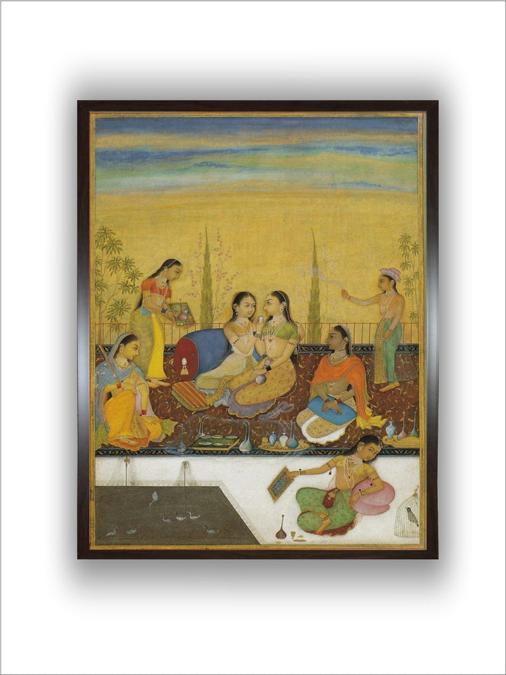 Ladies of the zenana on a roof terrace