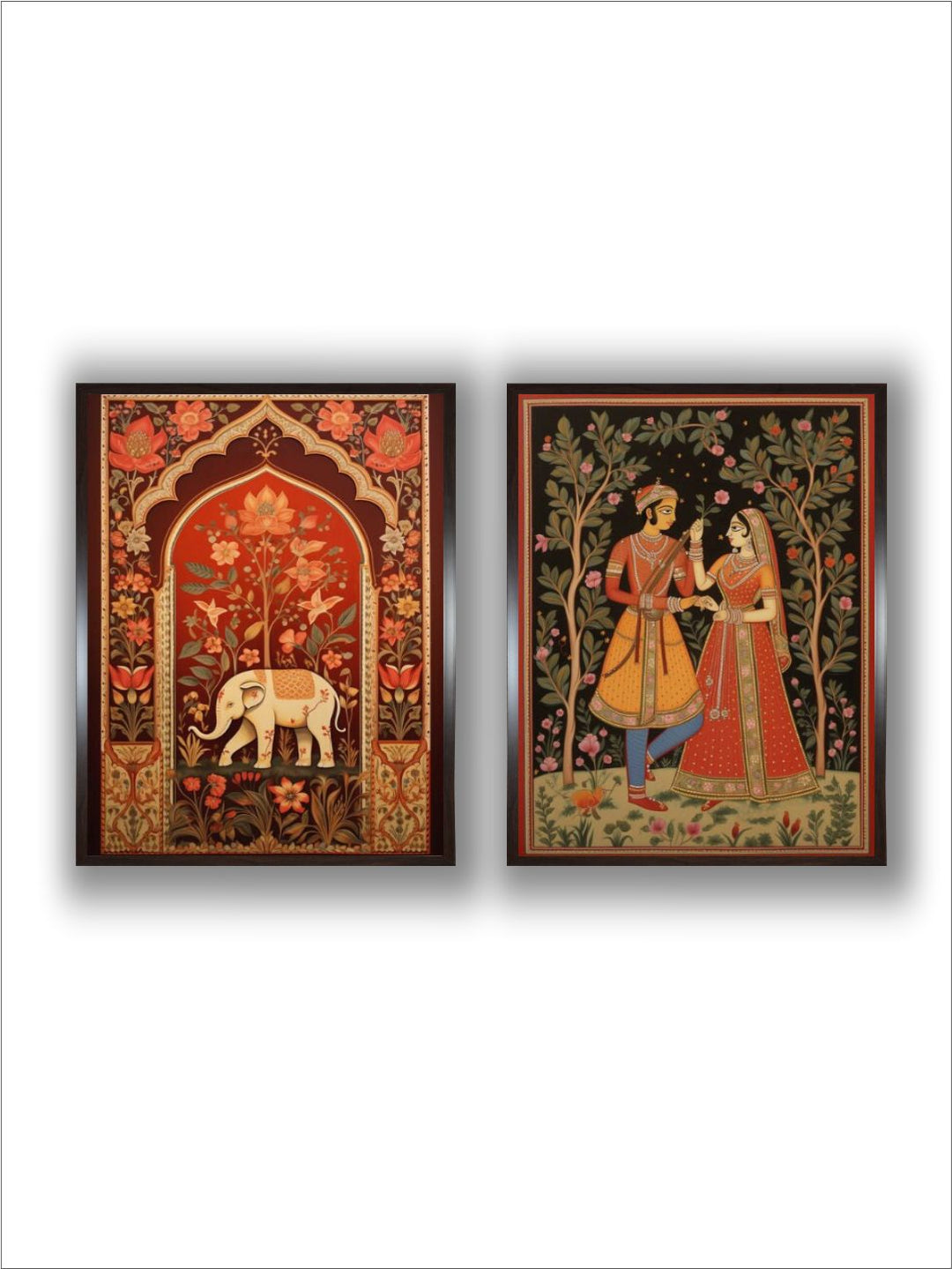 Set of 2 Indian Folk Art Mughal