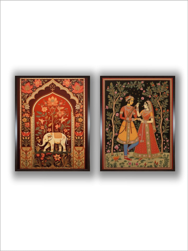 Set of 2 Indian Folk Art Mughal