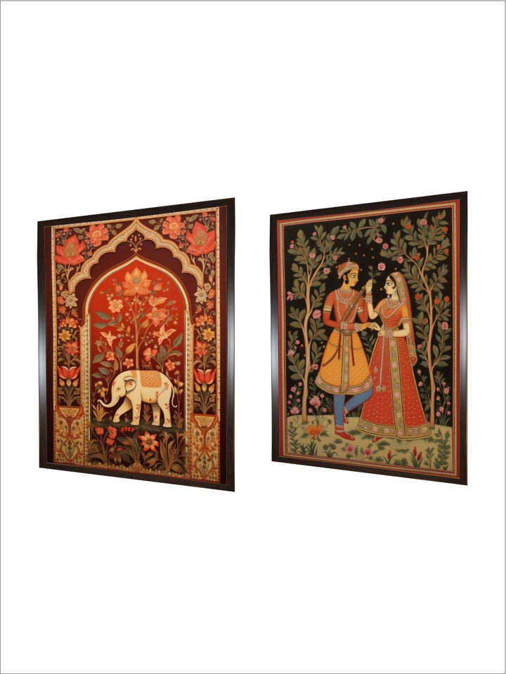 Set of 2 Indian Folk Art Mughal