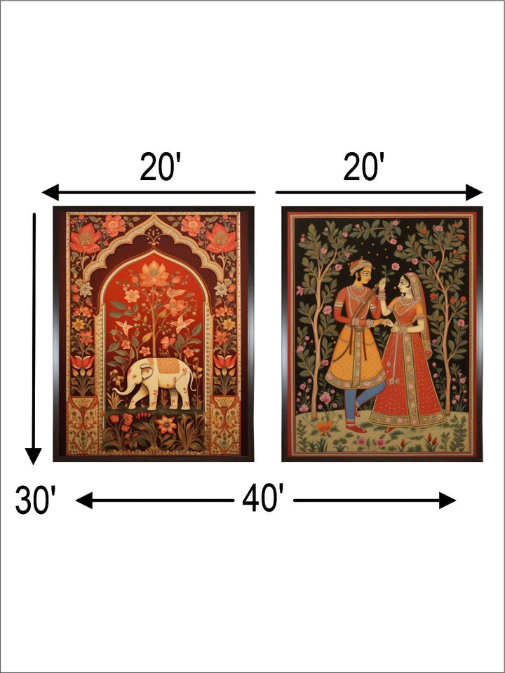Set of 2 Indian Folk Art Mughal
