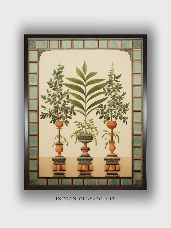 Indian Tulsi Plant Green Painting