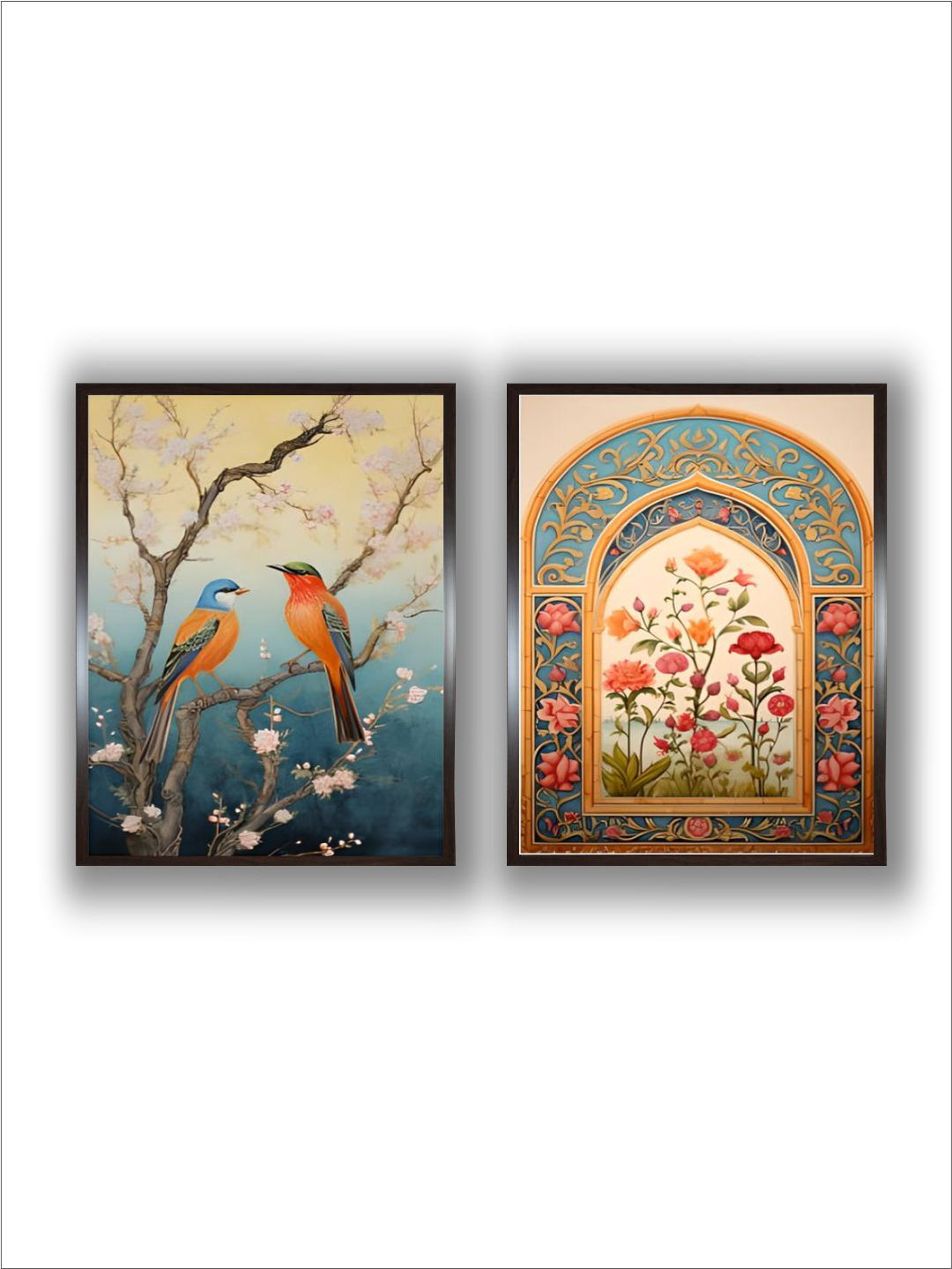 Indian Bird Art and Floral Archway Set of 2