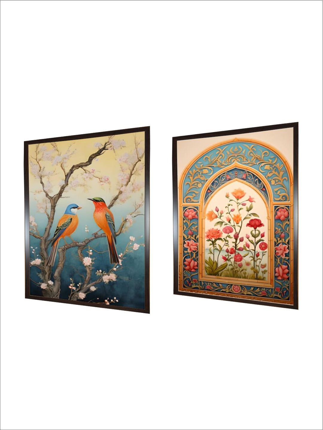 Indian Bird Art and Floral Archway Set of 2