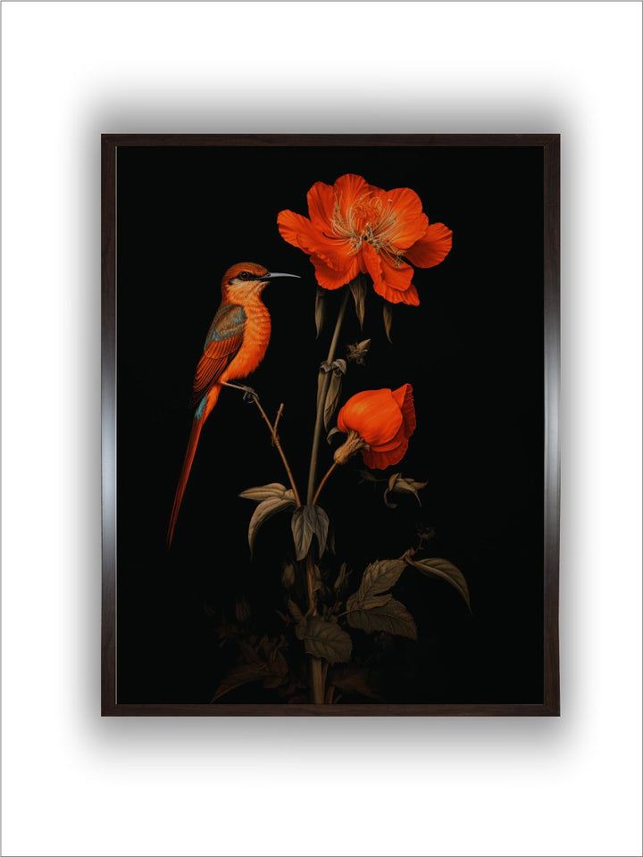 Bird Floral Painting Dark,Bird Painting Art