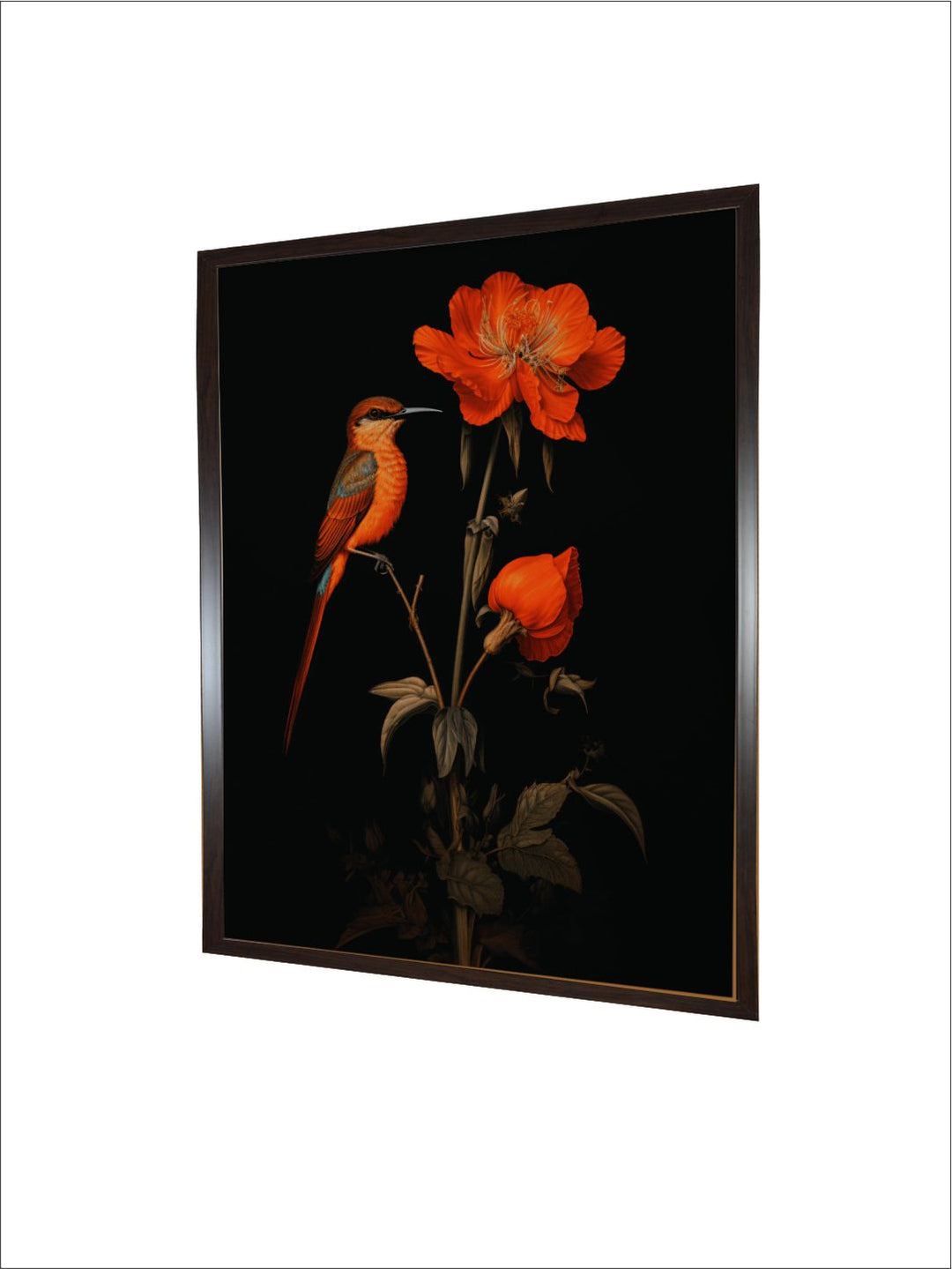 Bird Floral Painting Dark,Bird Painting Art