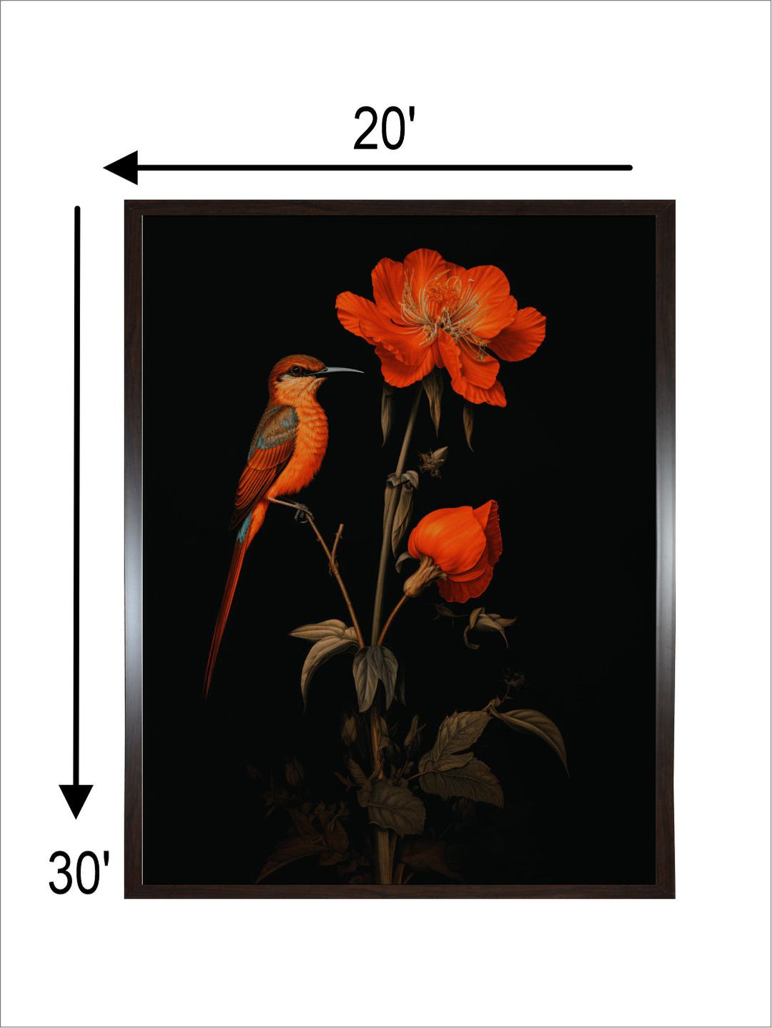 Bird Floral Painting Dark,Bird Painting Art