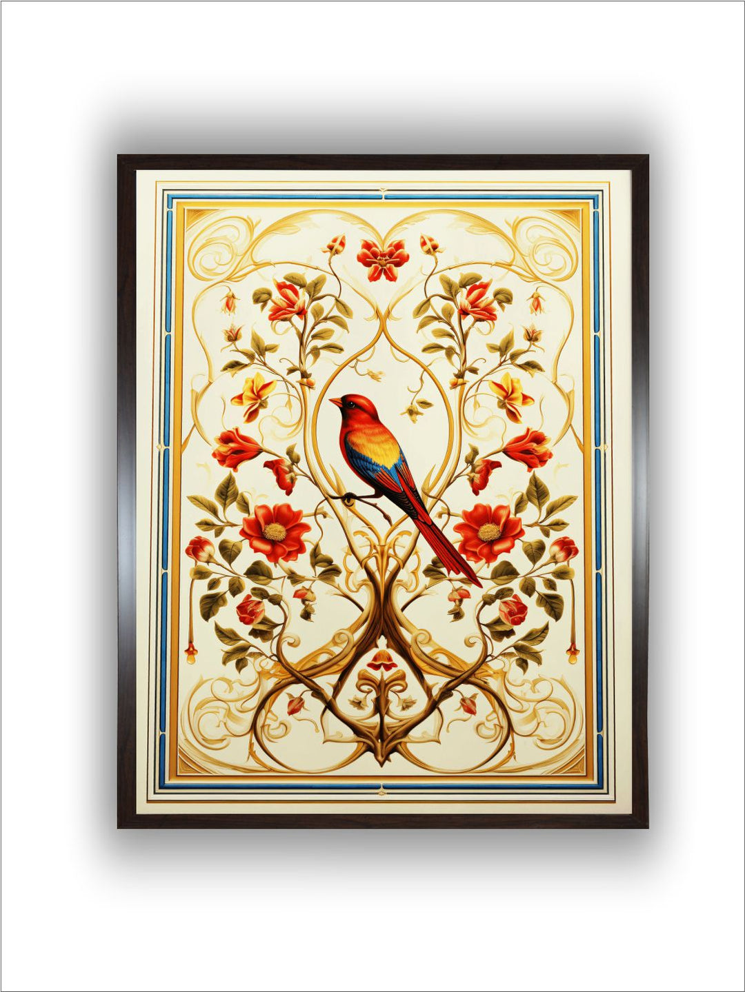 Bird Floral Painting Vintage