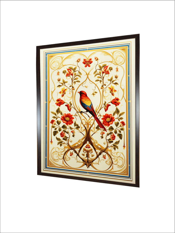 Bird Floral Painting Vintage