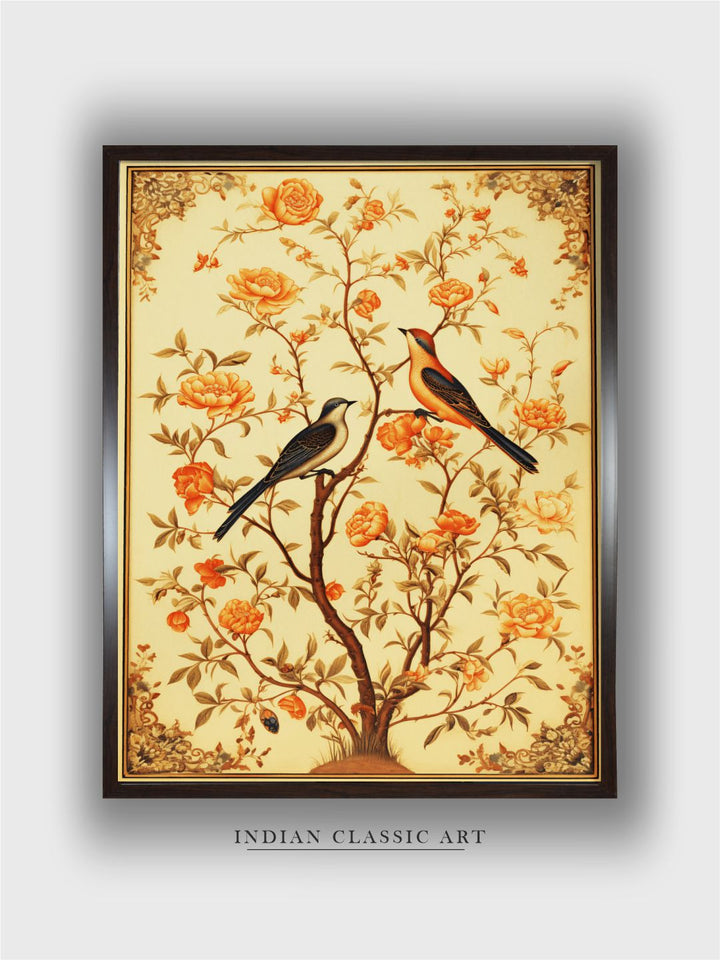 Pichwai Bird Floral Wallart
