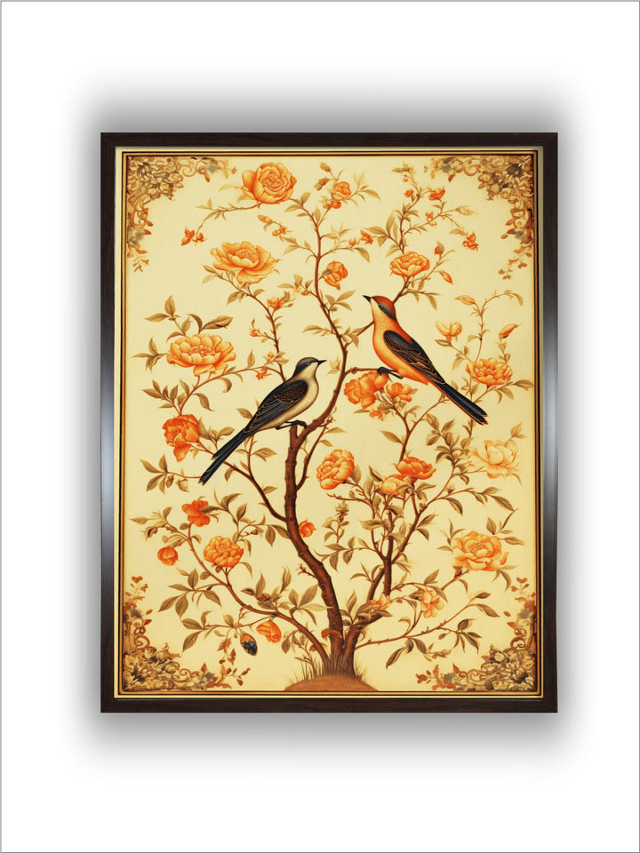 Pichwai Bird Floral Wallart