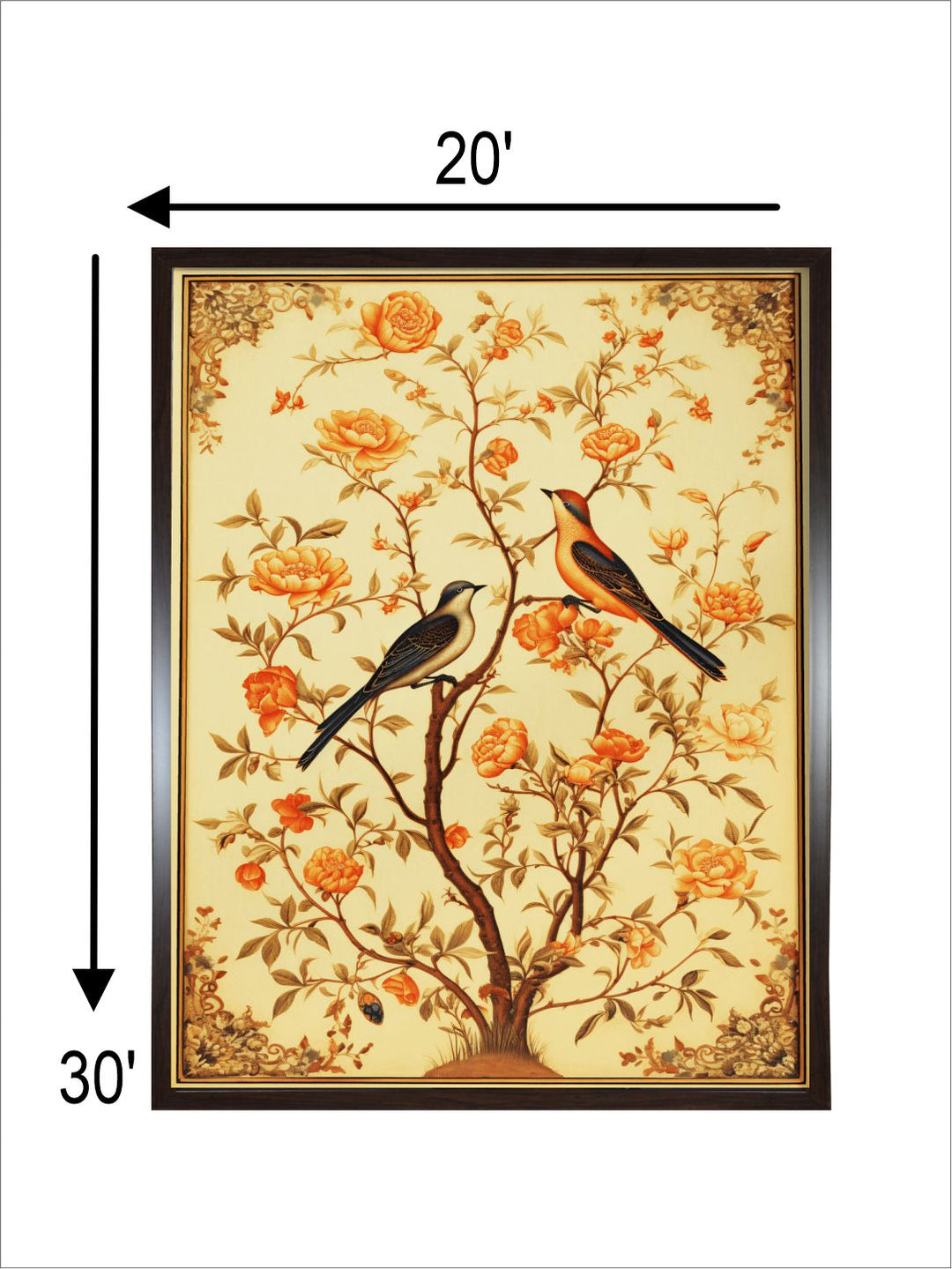 Pichwai Bird Floral Wallart
