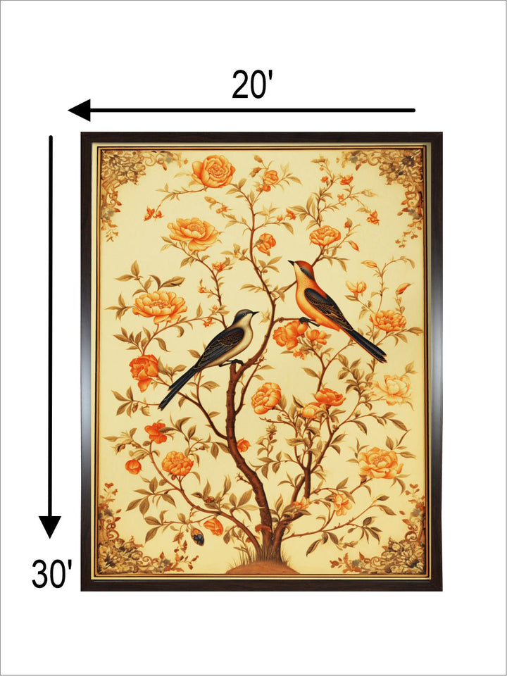 Pichwai Bird Floral Wallart