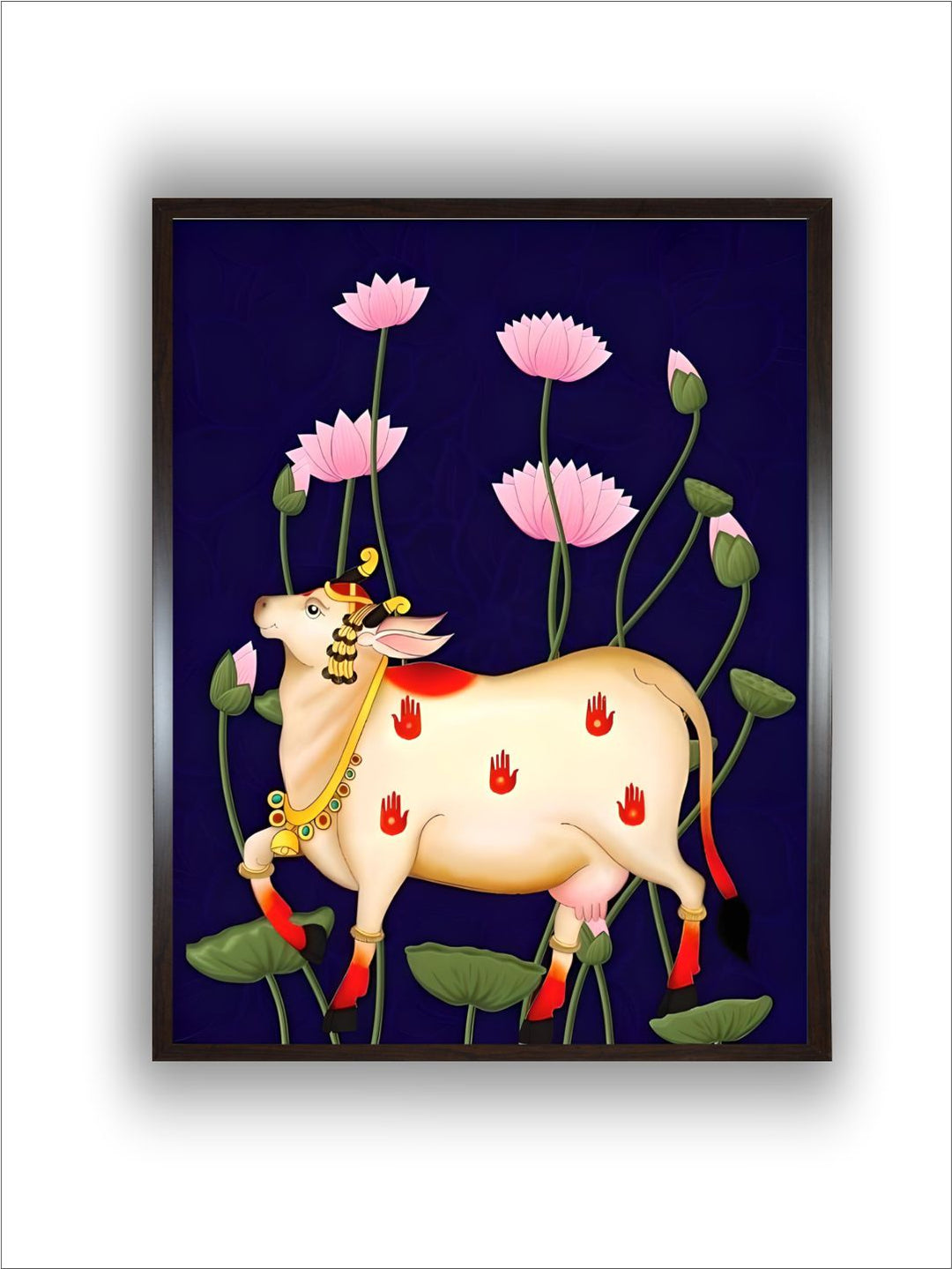 Pichwai cow with lotus indian painting