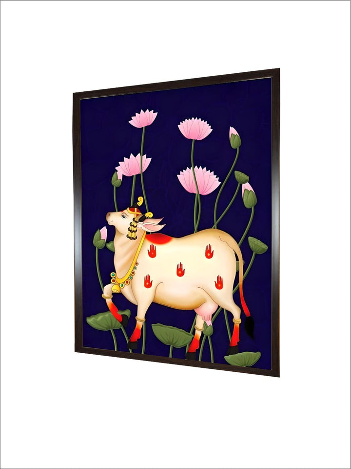Pichwai cow with lotus indian painting