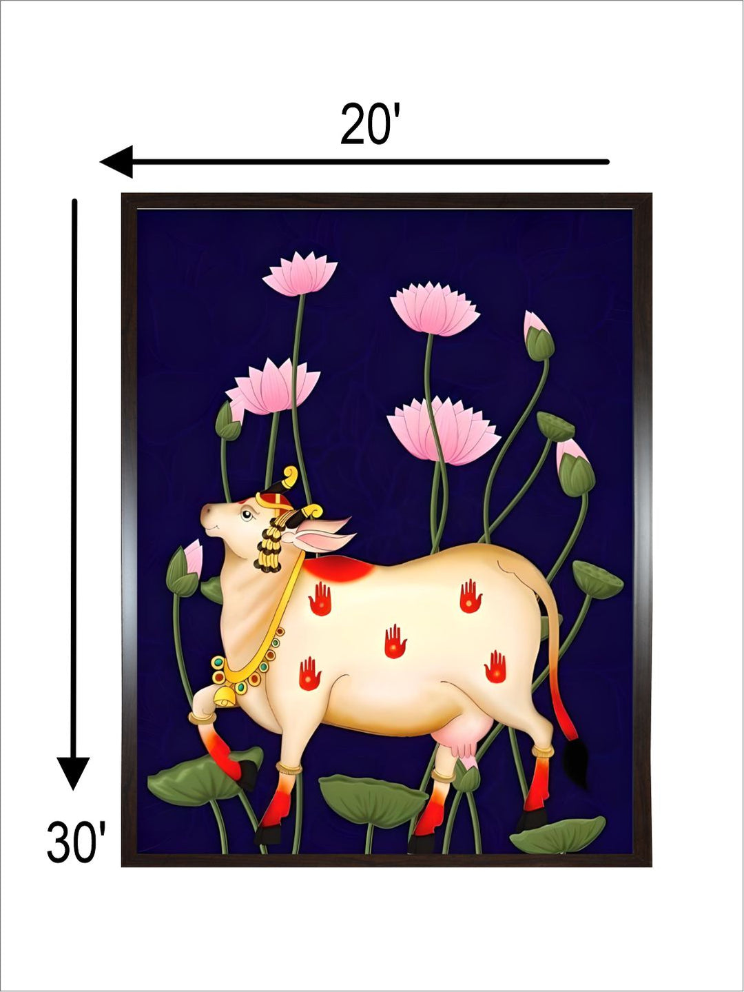 Pichwai cow with lotus indian painting